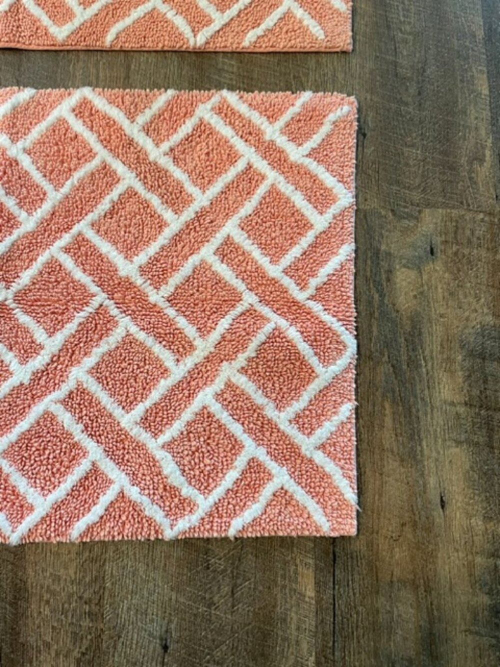 S/2 Bath Rugs - Coral/White